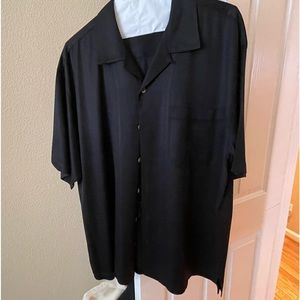 Mens Tommy Bahama silk size M Black embroidered shirt pre-owned